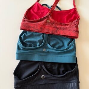 lululemon- size 2 flow Y lot of 3:  Red, Teal, and Black Sports Bras